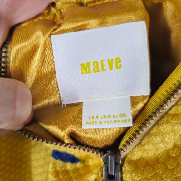 Anthropologie Maeve Textured Jacquard Skirt 4 Yellow Blue Floral Pleated Short - Picture 5 of 10